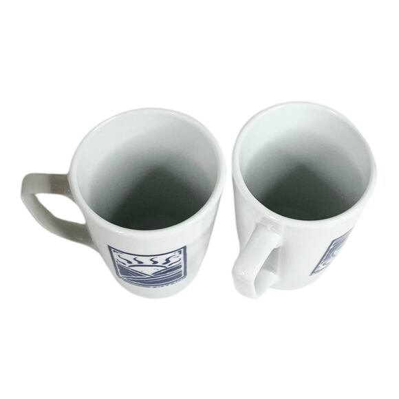 VTG Sunrise Sunset COFFEE CUPS Set 2 Caffe Porcelain Poland Blue White Dietrich - Picture 3 of 7